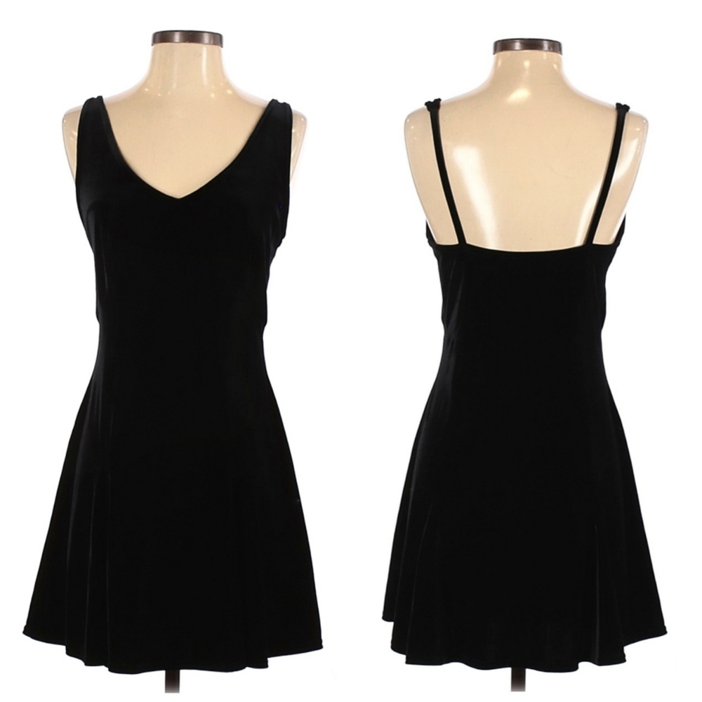 Victoria's Secret Black Fit and Flare Velvet Dress